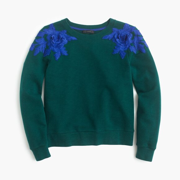 NWT-XS-J.Crew: Sweatshirt With Floral Appliqué